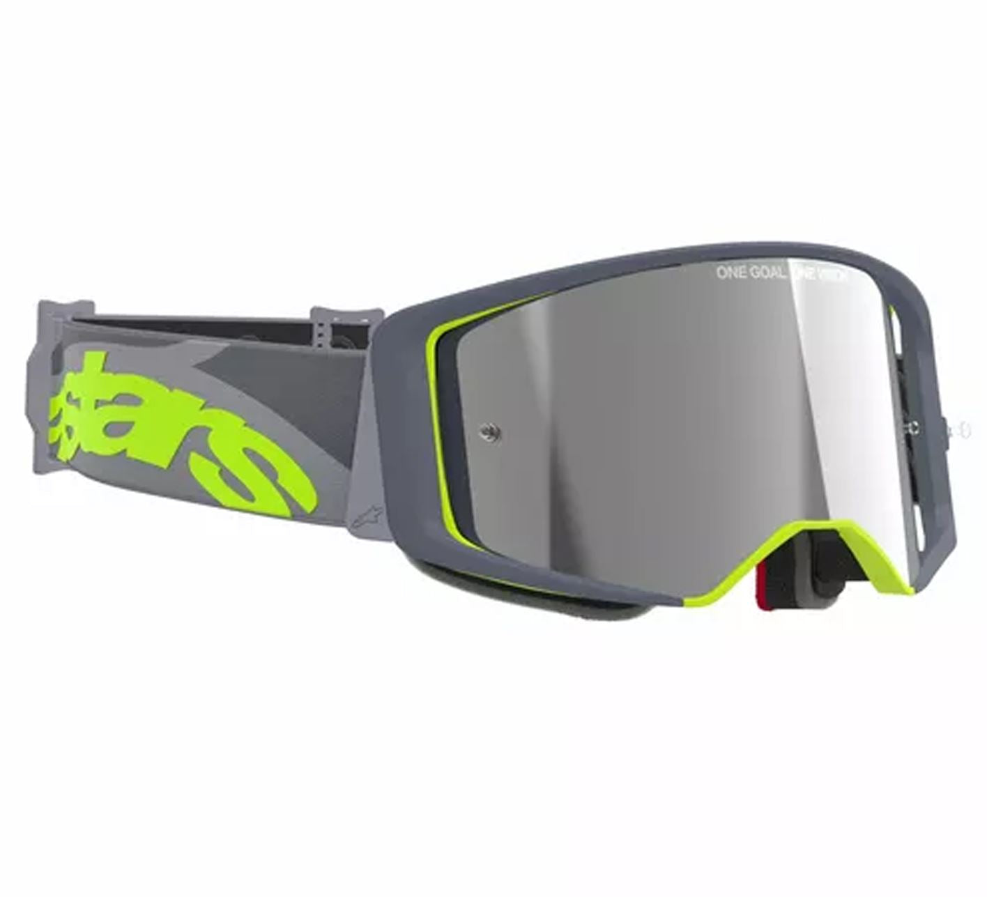 Alpinestars 2025 Goggles Supertech Stream Grey Yellow Mirror Silver